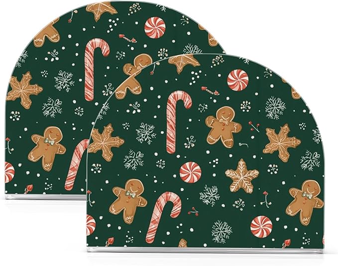 Christmas Gingerbread Snowflakes Napkin Holder for Table Paper Cocktail Napkin Holders for Kitchen Dinning Acrylic Dinner Napkin Dispenser for Dinner Home Decor Bar 1 Pack
