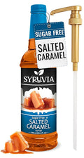 Syruvia Sugar Free Coffee Syrup, Salted Caramel Flavored Syrup for Drinks, Lattes, and Desserts – 25.4 fl oz, With Pump