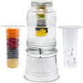Style Setter Glass Drink Dispenser for Parties - 2.4 Gallon Large Capacity Beverage Dispenser - Easy Assembling with Leakproof Spigot - Fruit Infuser for Best Taste - Galvanized Base Water Dispenser