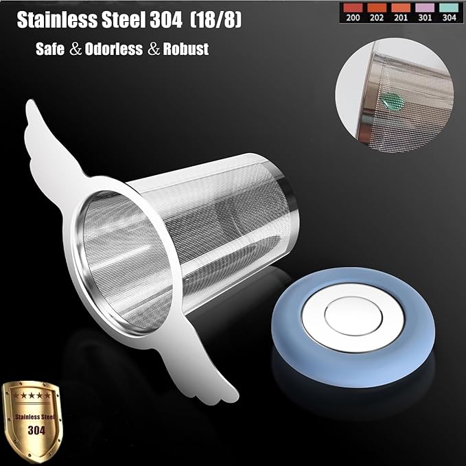 Tea Infusers Strainers Basket with Lid/Drip Tray for Loose Leaf Tea, Ultra Fine Mesh Tea Steeper 304 Stainless Steel Tea Filter with Big Capacity＆Two Extended Arms, Fit Cup Mug Teapot Kettle