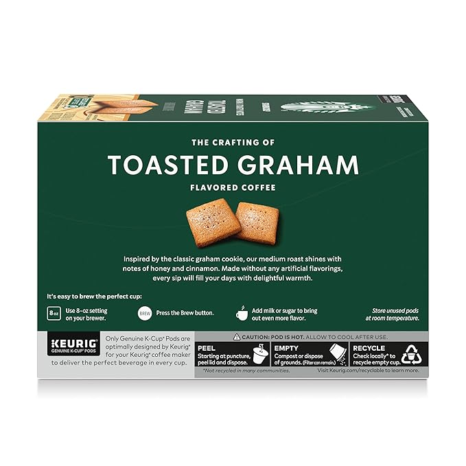 Starbucks K-Cup Coffee Pods, Flavored Hot or Iced Coffee, Toasted Graham, 60 Keurig Pods