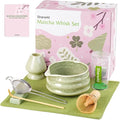 Artisan Ceramic Matcha Set, 7Pcs Japanese Matcha Whisk Kit with Speckled Glaze Bowl, Bamboo Chasen & Sifter - Elegant Tea Ceremony Gifts for Women & Men, Premium Home Essentials (Green)