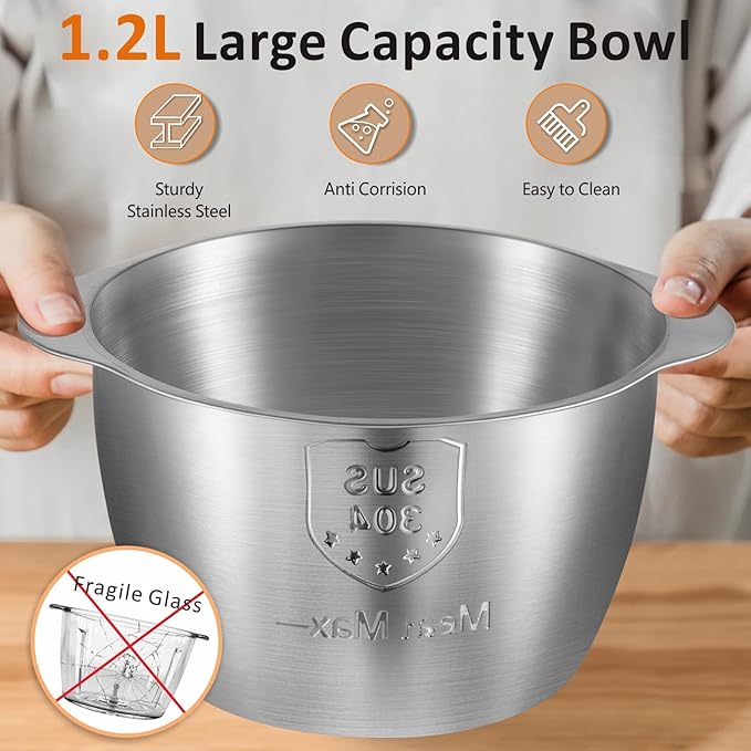 Food Processor Cordless Vegetable Chopper with 5 Cup Stainless Steel Bowl＆6000mAh USB Rechargeable Battery, Electric Garlic Meat Choppers BPA-free Baby Food Processors Blender Mincer, Xmas Gift(White)