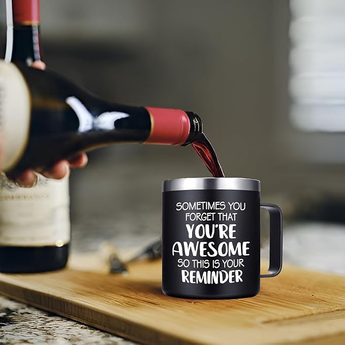 Inspirational Gifts for Men - Sometimes You Forget You're Awesome Coffee Mug, Funny fathers Day Birthday Gifts for Him, Husband, Dad, Boyfriend - 14Oz Black