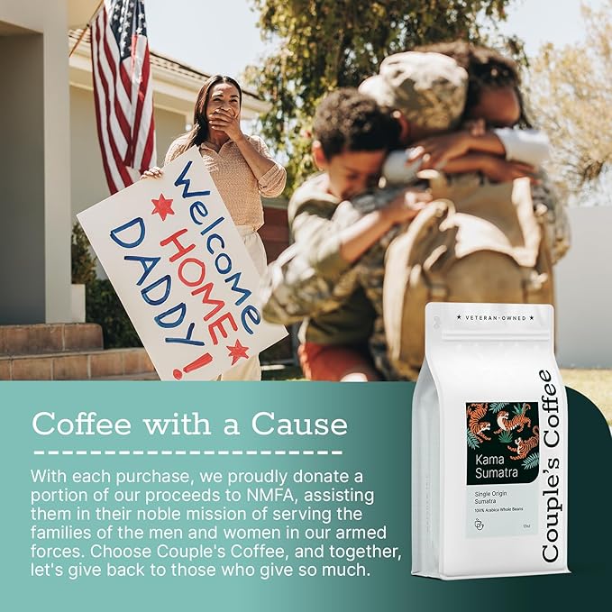 Couple’s Coffee Whole Bean Coffee | Single Origin Sumatra Dark Roast Coffee | Whole Bean | Gives Back to Military Families | Made with 100% Arabica Beans | 12oz