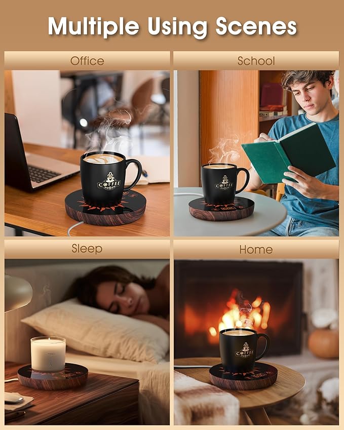Coffee Warmer for Desk with Auto Shut Off, Coffee Mug Warmer for Desk with Auto Shut Off,2 Adjustable Temperatures & 1-12 Hours Timer (Xmas Coffee Gifts)