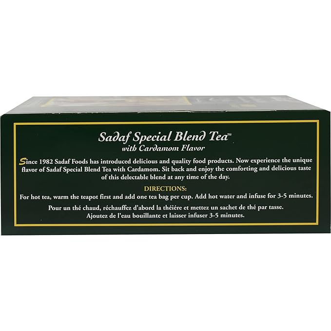 Sadaf Cardamom Tea Bags - Special Blend Cardamom Ceylon Black Tea - Quicktea Product harvested in Sri Lanka - 50 individually foiled teabags (Pack of 1)