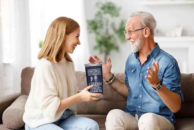 Gifts for Uncle on Christmas from Niece - Funcle Great Tumbler for Fathers Day, Christmas, Birthday - Great Uncle Birthday Insulated Stainless Steel Cup 20oz, Navy