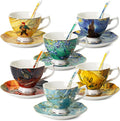 BTaT Porcelain Tea Cup Set - 6 Pieces, Includes Spoons, Perfect for Afternoon Tea
