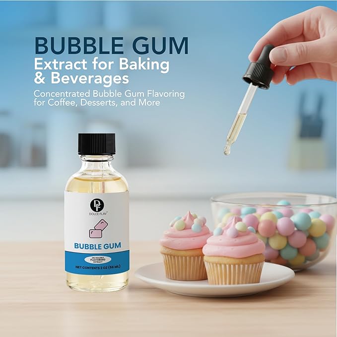 Dolce Foglia Oil Soluble Bubble Gum Extract - 2 Oz. - Sugar-Free, Zero Calories - Multipurpose Bubble Gum Flavoring Oil for Candy Making, Lip Balm, Ice Cream - Pioneer Woman Kitchen Stuff, Kitchen