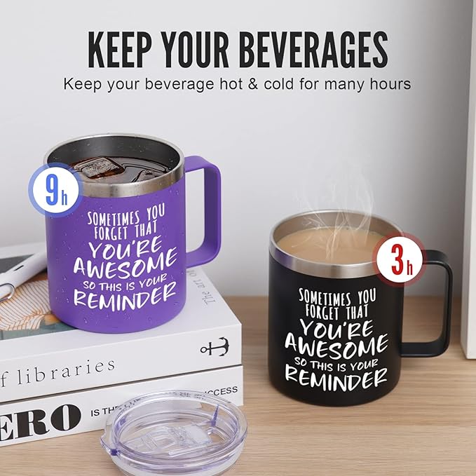 NOWWISH Inspirational Gifts for Men Women, Sometimes You Forget You're Awesome Coffee Mug, Thank You Gifts, Funny Birthday Gifts for Husband Dad, Coworker, Friends on Fathers Day, Black