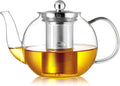 CNGLASS 900ml Glass Teapot with Removable Infuser,Clear Tea Kettle Stovetop Safe,Blooming and Loose Leaf Tea Maker