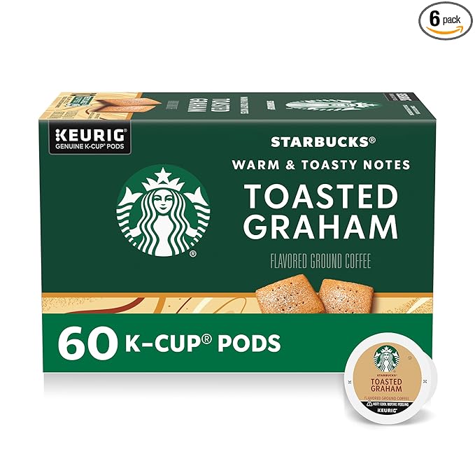 Starbucks K-Cup Coffee Pods, Flavored Hot or Iced Coffee, Toasted Graham, 60 Keurig Pods