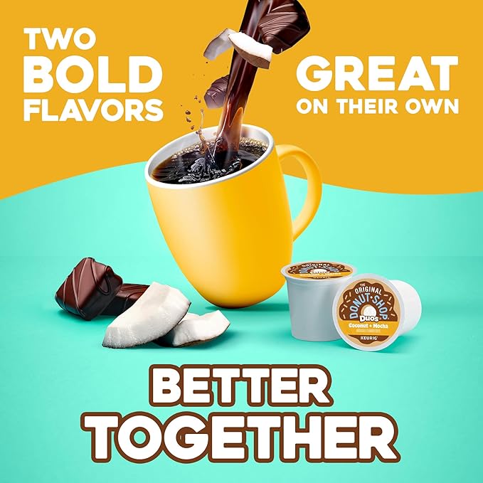 The Original Donut Shop Duos Coconut + Mocha Keurig Single-Serve K-Cup Pods, Medium Roast Coffee, 96 Count