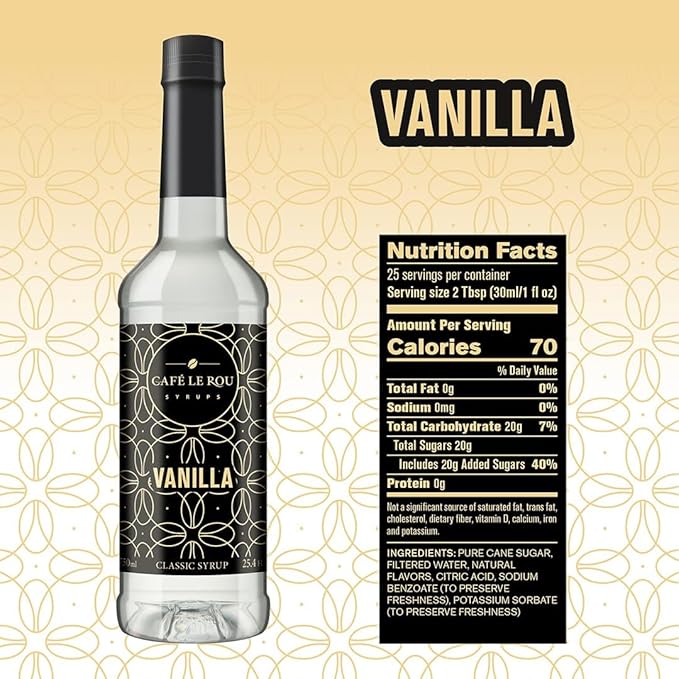 NEW Vanilla & Caramel Coffee Syrup, 2 Bottles each (25.4oz)*Includes 4 Coffee Syrup Dispensers*Flavoring Syrups for Coffee, Tea and Espresso