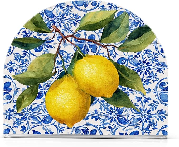 Lemon Tile Blue Napkin Holder for Table Paper Cocktail Napkin Holders for Kitchen Dinning Acrylic Dinner Napkin Dispenser for Dinner Home Decor Bar 2 Pack