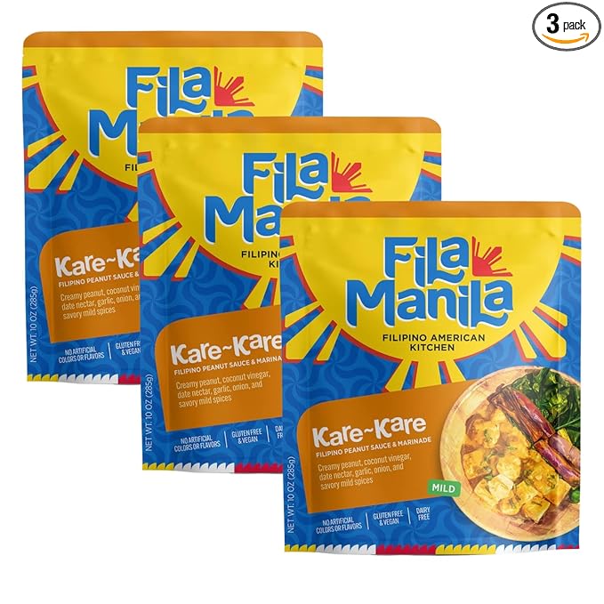 FilaManila Filipino Peanut Simmer Sauce & Marinade Traditional Kare Kare New 2024, Savory Peanut, Garlic, & Onion, Vegan, Gluten Free, Dairy Free