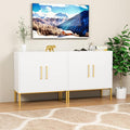 CARPETNAL Set of 2 Accent Storage Cabinet with Doors and Adjustable Shelf, Freestanding Buffet Cabinet, Modern Sideboard Buffet Cabinet for Living Room, Dining Room, Kitchen, Hallway (White)
