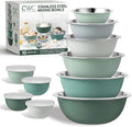 COOK WITH COLOR Stainless Steel Mixing Bowls Set - Nesting Bowls, 14 Pieces, Green