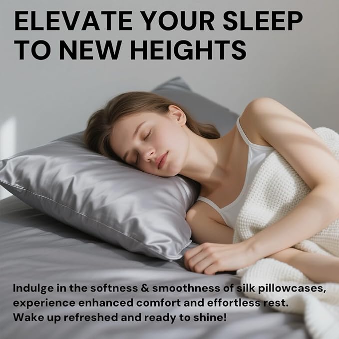 Ravmix Silk Pillow Cases with Zipper, 21momme Mulberry Silk Pillowcase for Hair Skin Health, Soft Smooth Breathable Cool Pillow Cover for Beauty Sleep with Gift Box 1PC(Standard 20"x26", Lilac Grey)