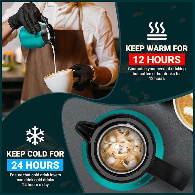 27Oz Thermal Coffee Carafes For Keeping Hot/Cold, Stainless Steel Coffee Carafe, Dustproof Insulated Water Carafe for Party/Home,Agave Teal