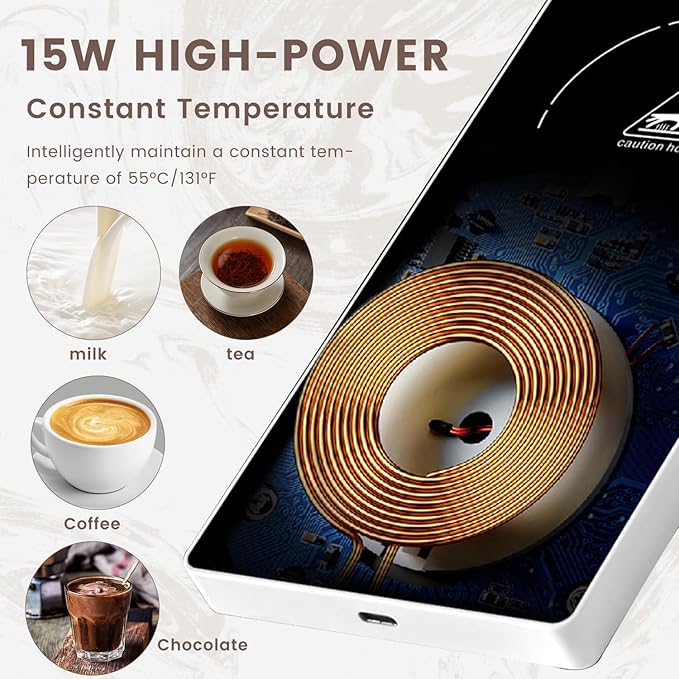 Coffee Mug Warmer Smart Cup Warmer for Office Desk,Multifunction Electric Beverage Warmer Plate 2 in 1,USB Type-C Heating Coaster Drink Warmer for Cocoa, Tea, Milk (White)