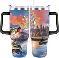 Fishing Gifts For Men 40oz Travel Tumbler for Fishings Lover Fathers Day Fishings Gift For Dad Grandpa Husband as Christmas Birthday Presents Fishing Lover Cup With Handle