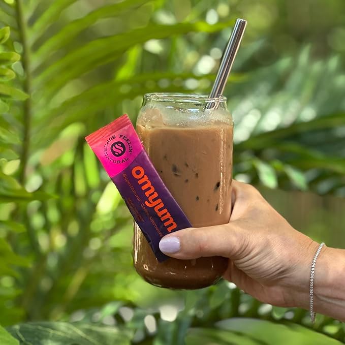OMYUM - Premium Cacao Mushroom Coffee Alternative (30 Single-Serve Packets) Organic Blend with Lion’s Mane, Reishi, Cordyceps, Ashwagandha, Maca & L-Theanine for Calm, Focused Energy - Low Caffeine