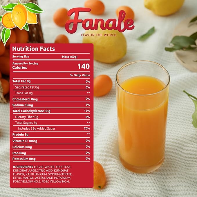 Fanale Premium Flavoring Concentrated Syrup for Bubble Tea 11 lb | Kumquat Flavor Syrup | for Boba Tea, Smoothies, Slushes, Desserts | 11lb | SRP150