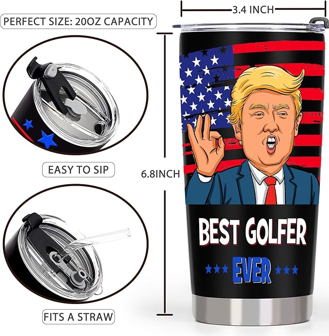 Golf Gifts for Men, Gifts for Golfer - Funny Golf Christmas Gift, 20 OZ Golfer Stainless Steel Insulated Travel Coffee Tumbler Cup