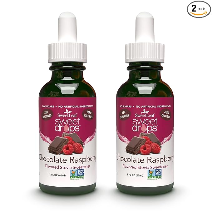 SweetLeaf Sweet Drops - Flavored Stevia Liquid Sweetener, Organic Stevia Extract, Zero Calories, Gluten Free, Keto Friendly, Non GMO, Natural Flavors - Chocolate Raspberry, 2 Fl Oz (Pack of 2)