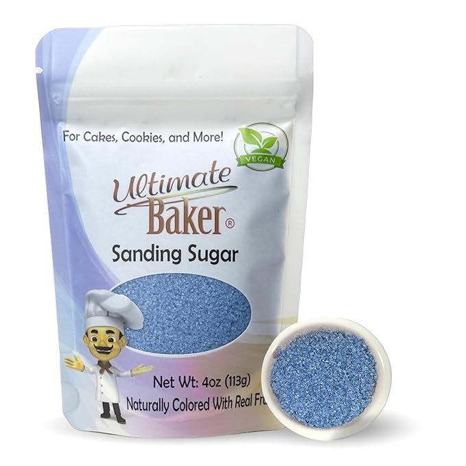 Ultimate Baker - Sanding Sugar, Sky Blue - Vibrant, Naturally Colored Baking & Decorating Sugar, Perfect for Sprinkling on Cakes, Desserts & Confections, Medium Crystal - 4oz