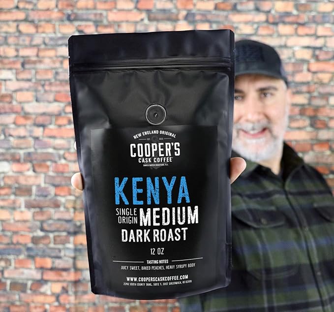 Kenya AA Medium-Dark Roast Coffee Beans, Single Origin Ground Coffee - 12 oz Bag