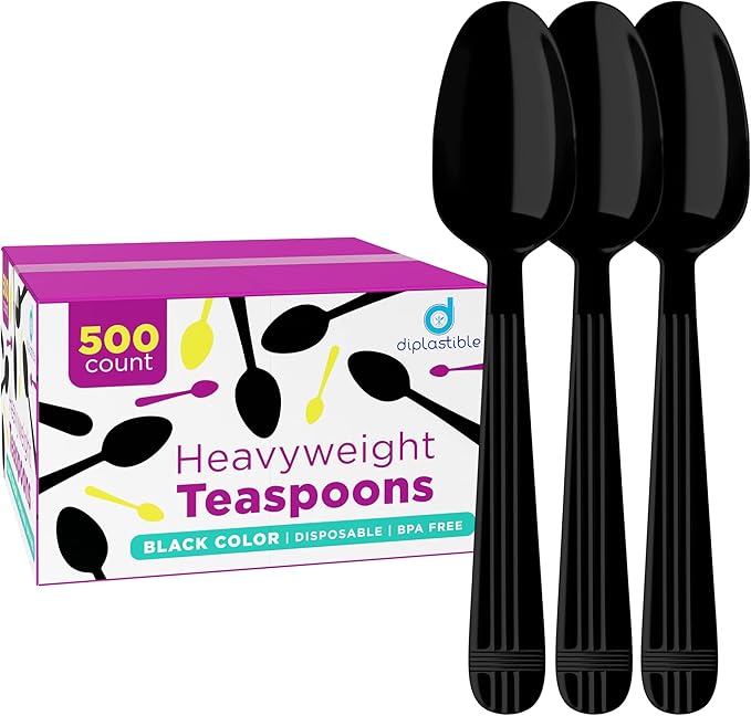 Plastic Spoons Heavy Duty - Disposable Spoons Plastic Utensils - Cutlery For Parties And Events Pack Of 500 (Tea Spoons)