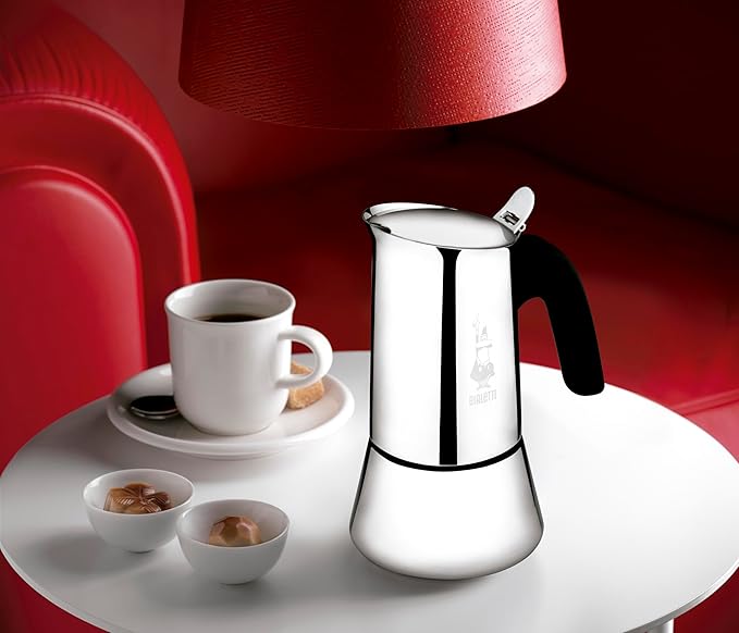 Bialetti Venus Caffettiera in Acciaio INOX, Adatta all'Induzione, Inossidabile, Argento, 6 Tazze