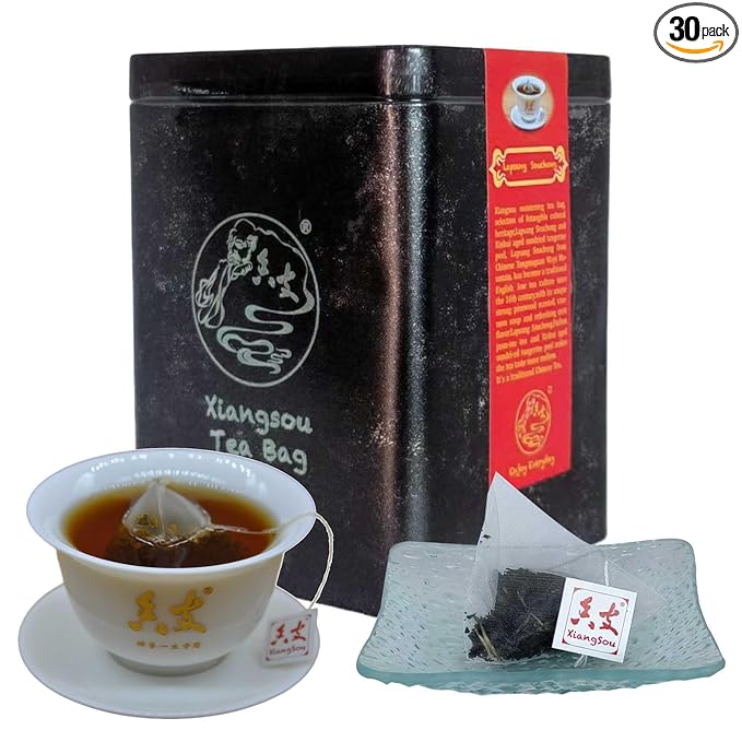 Xiangsou Moistening Tea,Lapsang Souchong Tea,Chinese Classical Smoked Black Tea with 30 Tea Bags,Strong Flower Fragrance With a Smoky Taste