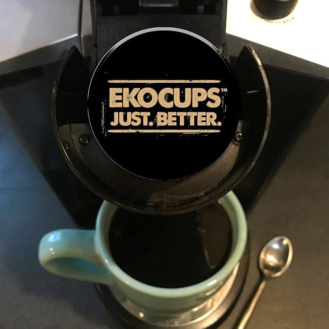 Ekocups Half Caff Coffee Pods – Compostable, Plant-Based & Freshness-Sealed – French Press-Quality Brew – K-Cup Brewer Compatible – Medium Roast, 80ct