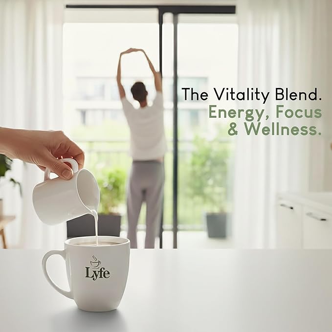 LYFE Organic Instant Mushroom Coffee, 40 Servings – Lion’s Mane, Chaga, Cordyceps & Turkey Tail | USA Grown Adaptogenic Blend for Energy, Focus & Wellness - Natural Superfood Coffee for Daily Vitality