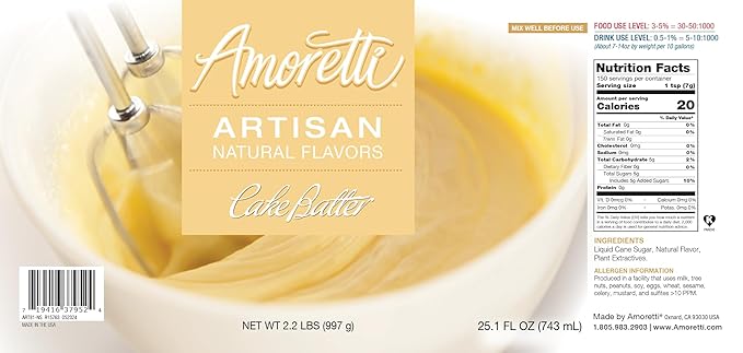 Amoretti - Natural Cake Batter Artisan Flavor Paste, 8 oz, Perfect For Ice Cream, Beverages, Cakes, and more, Preservative Free, Vegan, Gluten Free, No Artificial Sweeteners, Highly Concentrated