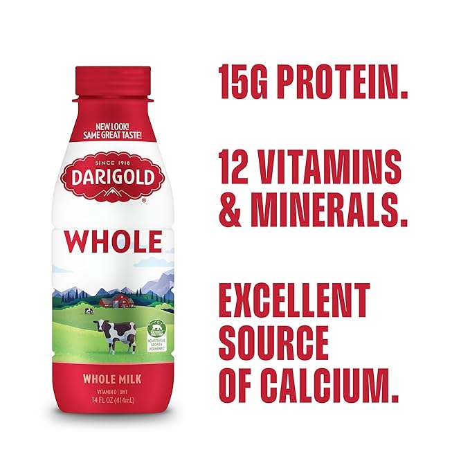 Darigold Shelf Stable Whole Milk with 12 Essential Nutrients, 15g Protein, rsBT Free - 14oz, 12 Pack (Whole)