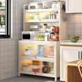Bakers Rack with Wheels, 5-Tier Coffee Bar with Wheels, Microwave Stand with Storage, Kitchen Shelves for Kitchen Pantry, Storage Room, White