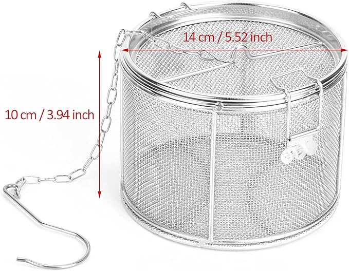 Stainless Steel Tea Ball Strainer, Wire Mesh Tea Strainer, Silver Tea Strainer for Loose Leaf Tea, Spice Filter Soup Infuser for Cooking, Tea Ball Strainer with Chain Hook for Home Kitchen(14 x 10cm)