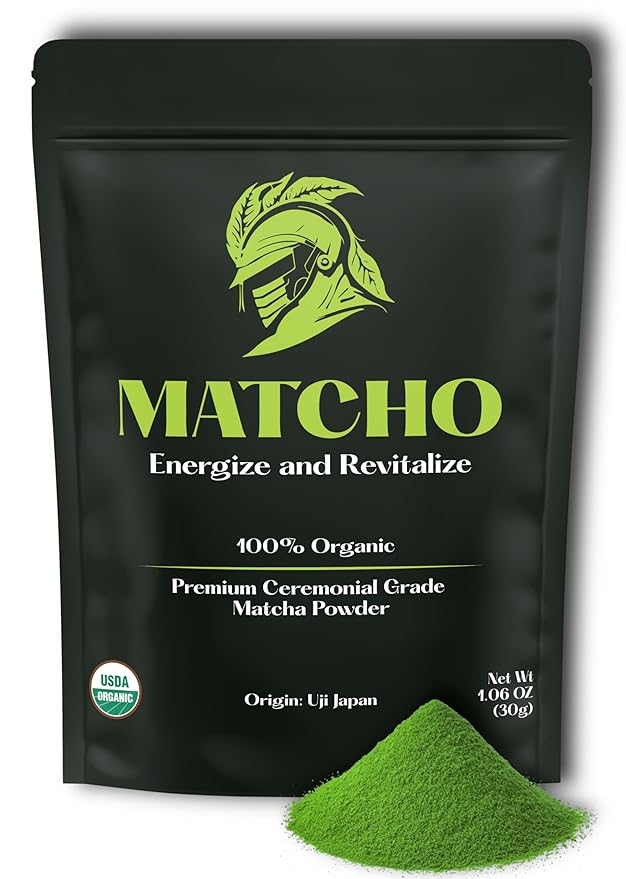 Matcho | Premium Matcha – Organic First Harvest Ceremonial Grade Matcha Green Tea Powder from Uji, Kyoto (30g/1.06oz)
