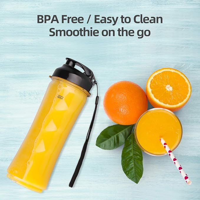 La Reveuse Smoothies Blender Personal Size 300 Watts with 18 oz BPA-Free Portable Travel Sports Bottle (Pink)