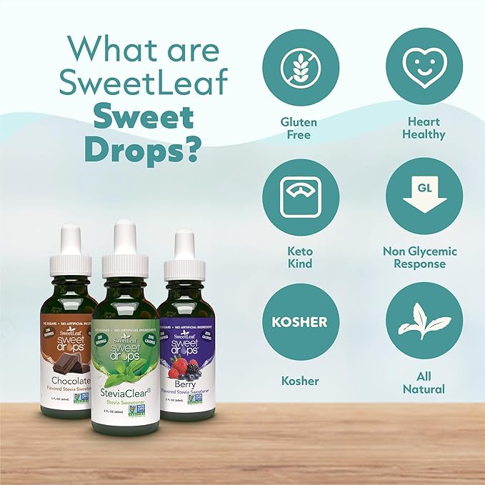 SweetLeaf Sweet Drops- Flavored Stevia Liquid Sweetener, Organic Stevia Extract, Zero Calorie, Gluten Free, Keto Friendly, Non GMO, Natural Flavor, Sugar Alternative- Variety Pack, 2 Fl Oz (Pack of 2)
