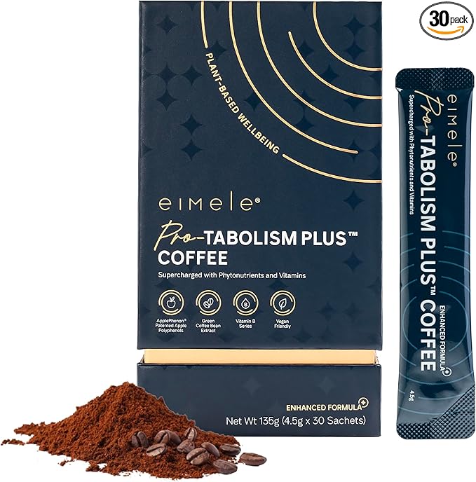 Pro-tabolism Plus Coffee Sachets 30 Sachets – Supports Metabolism & Energy – Arabica & Robusta with ApplePhenon, Green Coffee Extract, Prebiotic Fibre & B-Vitamins – Vegan, Gluten Free