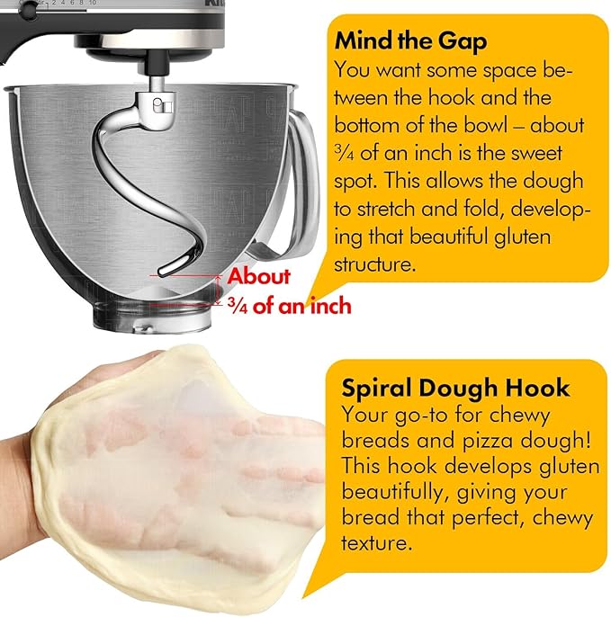 Spiral Dough Hook Replacement for KitchenAid 7/8 Qt.