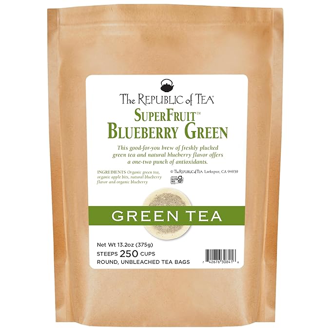 The Republic Of Tea Blueberry Green Superfruit Tea, 250 Tea Bag Bulk
