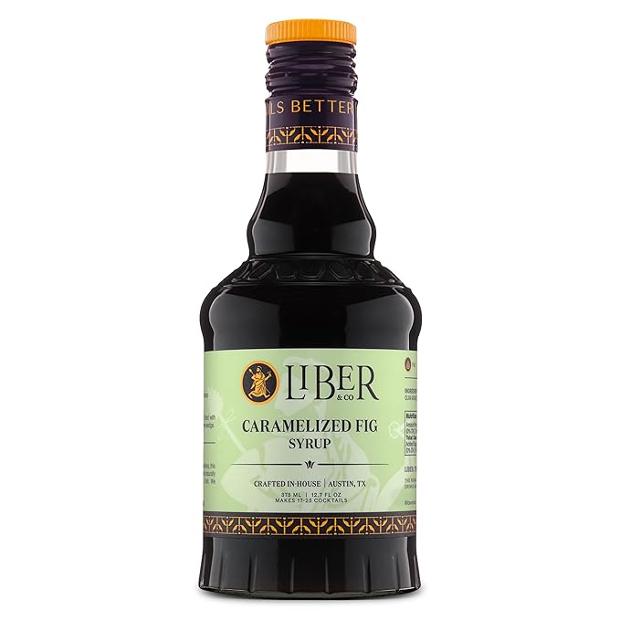 Liber & Co. Caramelized Fig Syrup - Made with California Mission & Calimyrna Figs - Perfect for Old Fashioneds, Manhattans & Aged Spirit Cocktails - Makes 25 Drinks - Craft Cocktail Mixer (12.7 oz)