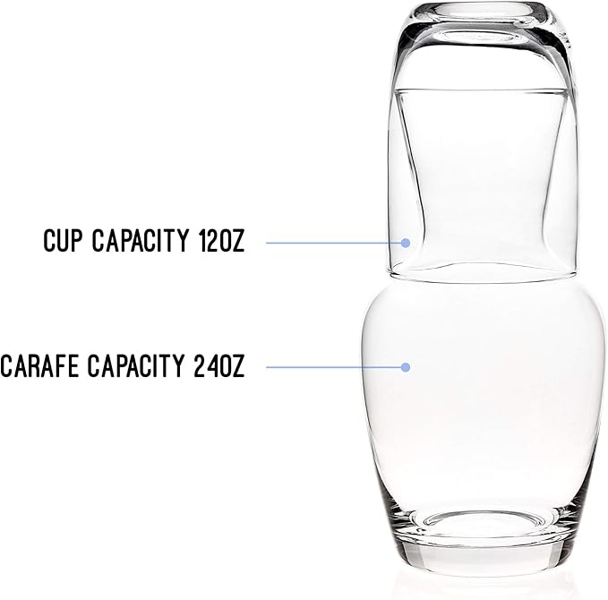 Trinkware Bedside Carafe With Tumbler - Clear Glass - 2 Piece Water Pitcher And Cup Night Set